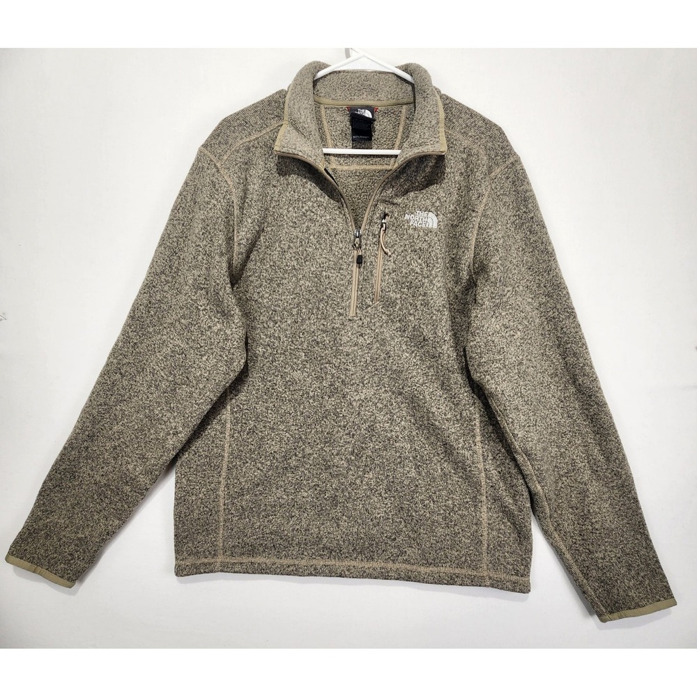 The North Face Men's 1/4 Zip Fleece Pullover Cozy Sweater Beige Size L